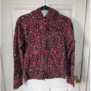 Vintage Y2K‎ Red by Marcecko Leopard Print Full Zip Sweatshirt Size L 0186